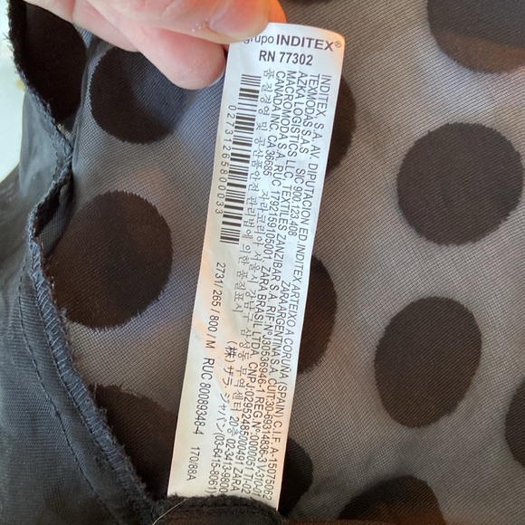 ZARA BLACK SHEER VELVET POLKA DOT SHORT SLEEVE HI LO DRESS MEDIUM NEW - Picture 6 of 6